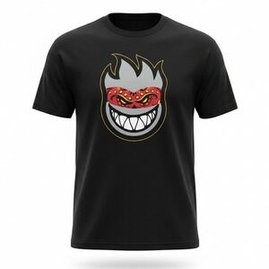 Spitfire Bighead Bandana Mask T-Shirt Mens M Medium Black Graphic Skate Tee NEW